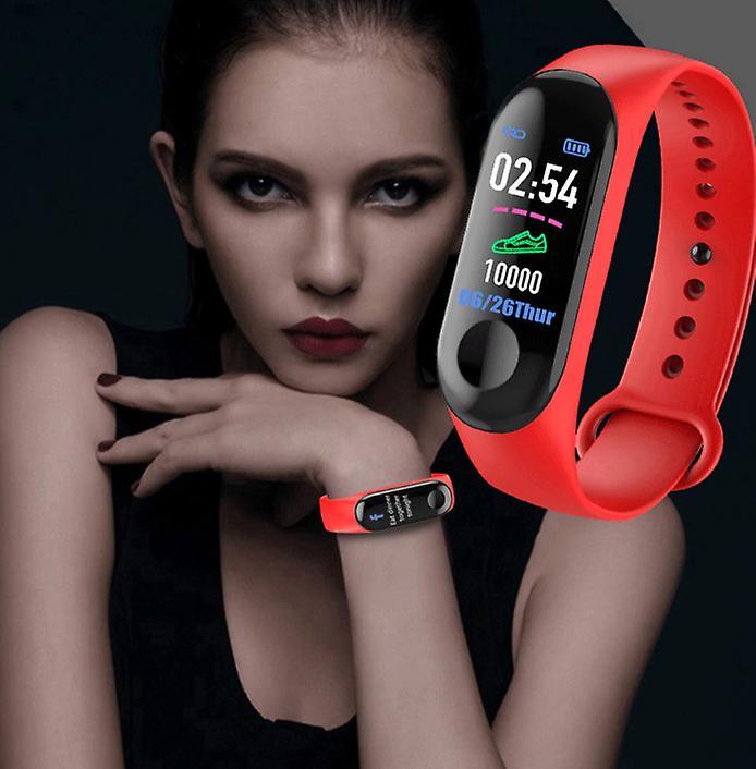 Black Wine Red M3 Plus Smart Bracelet Heart Rate Blood Pressure Health Waterproof Smart Watch