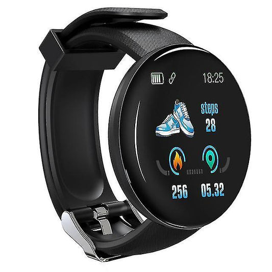 Activity Monitors D18 Smart Watch With Heart Rate Monitor Unisex Black