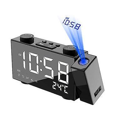 Alarm Clocks H8 Projection Clock Creative Alarm Clock Laser Multifunction Digital Clock FM Radio Clock WHITE