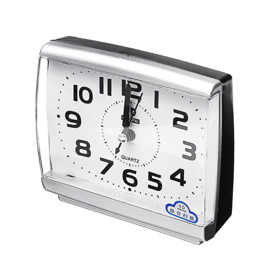 Alarm Clocks Silent Alarm Clock Quartz Movement Battery Alarm Clock Home Desk Table WHITE