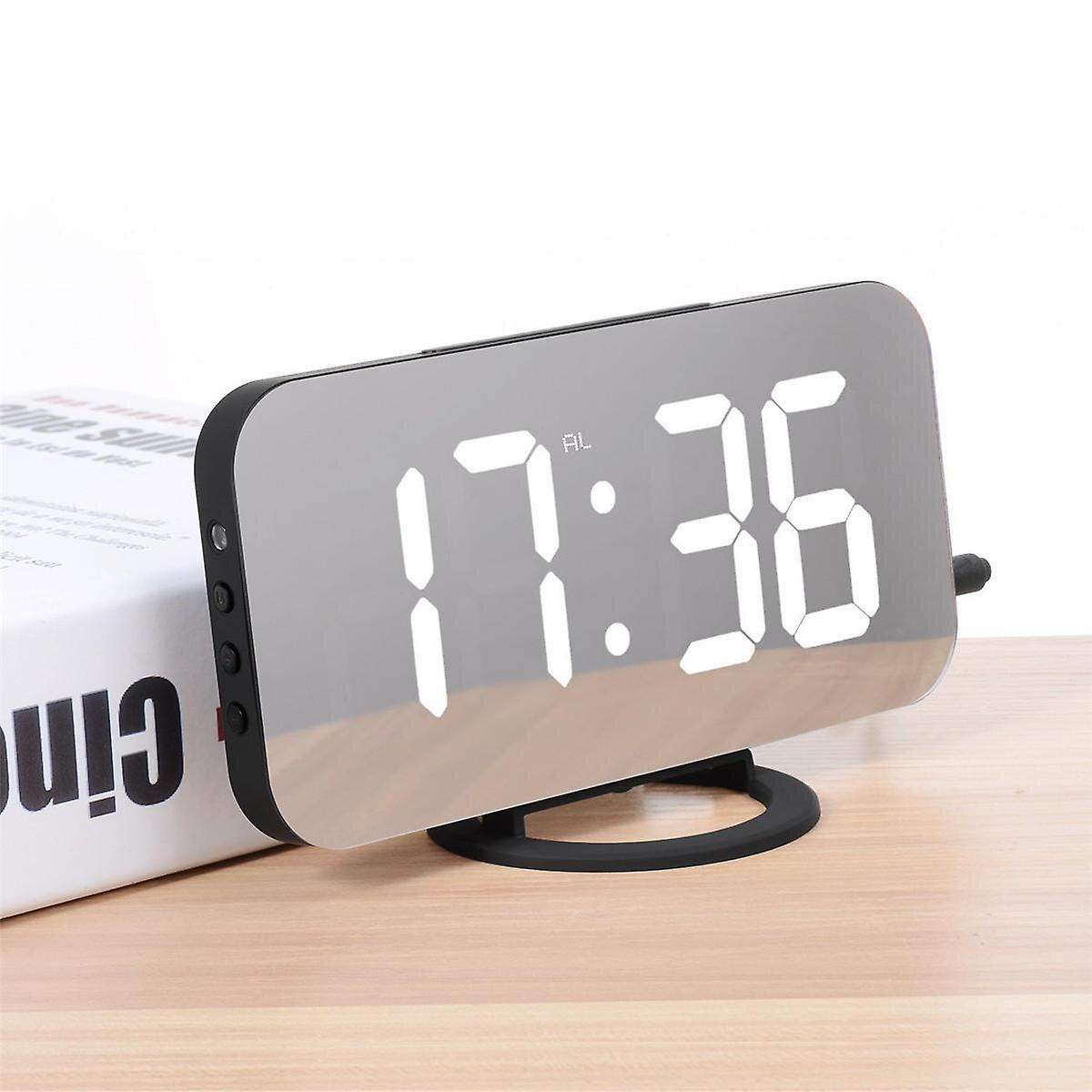 Alarm Clocks Digital LED Mirror Large Display Alarm Clock Snooze Function Dual USB Charger