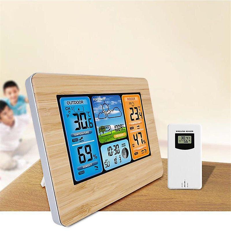 Alarm Clocks Digital LCD Indoor Outdoor Weather Station Clock Calendar Thermometer Wireless 01 COLOR