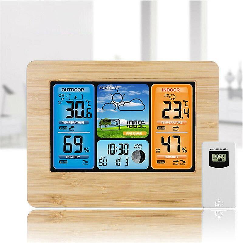 Alarm Clocks Digital LCD Indoor Outdoor Weather Station Clock Calendar Thermometer Wireless 01 COLOR