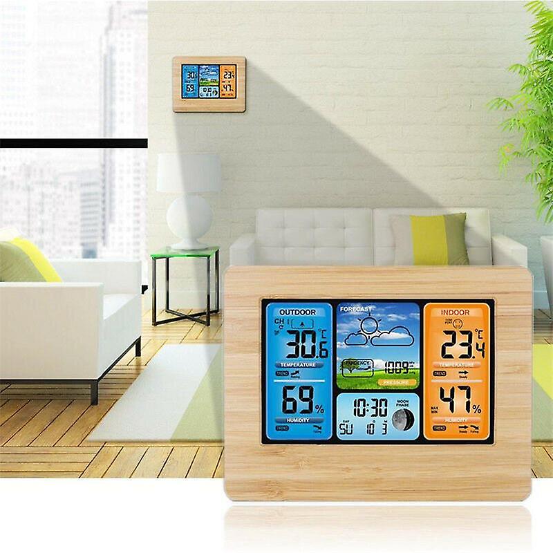 Alarm Clocks Digital LCD Indoor Outdoor Weather Station Clock Calendar Thermometer Wireless 01 COLOR