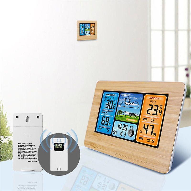 Alarm Clocks Digital LCD Indoor Outdoor Weather Station Clock Calendar Thermometer Wireless 01 COLOR