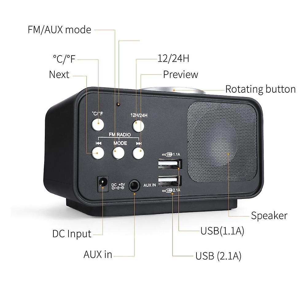 Alarm Clocks LCD Digital Alarm Clock With Snooze FM Radio AUX In And Dual USB Charging Ports Alarm Clock With