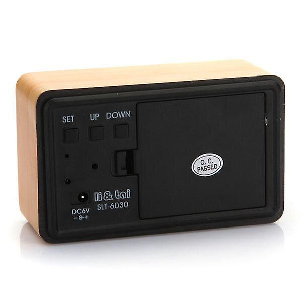 Alarm Clocks LED Wooden Wood Desktop AAA Digital Alarm Clock Night Light BLACK