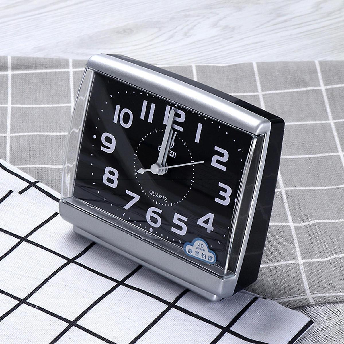 Alarm Clocks Silent Alarm Clock Quartz Movement Battery Alarm Clock Home Desk Table BLACK