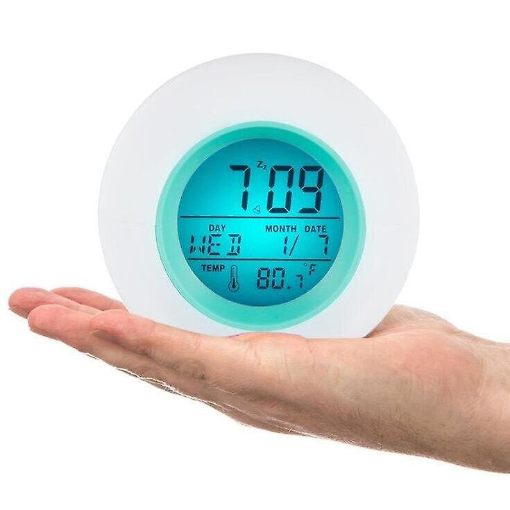 Alarm Clocks 2PCS Digital LED 7 Color Changing Alarm Clock Thermometer Nature Sound