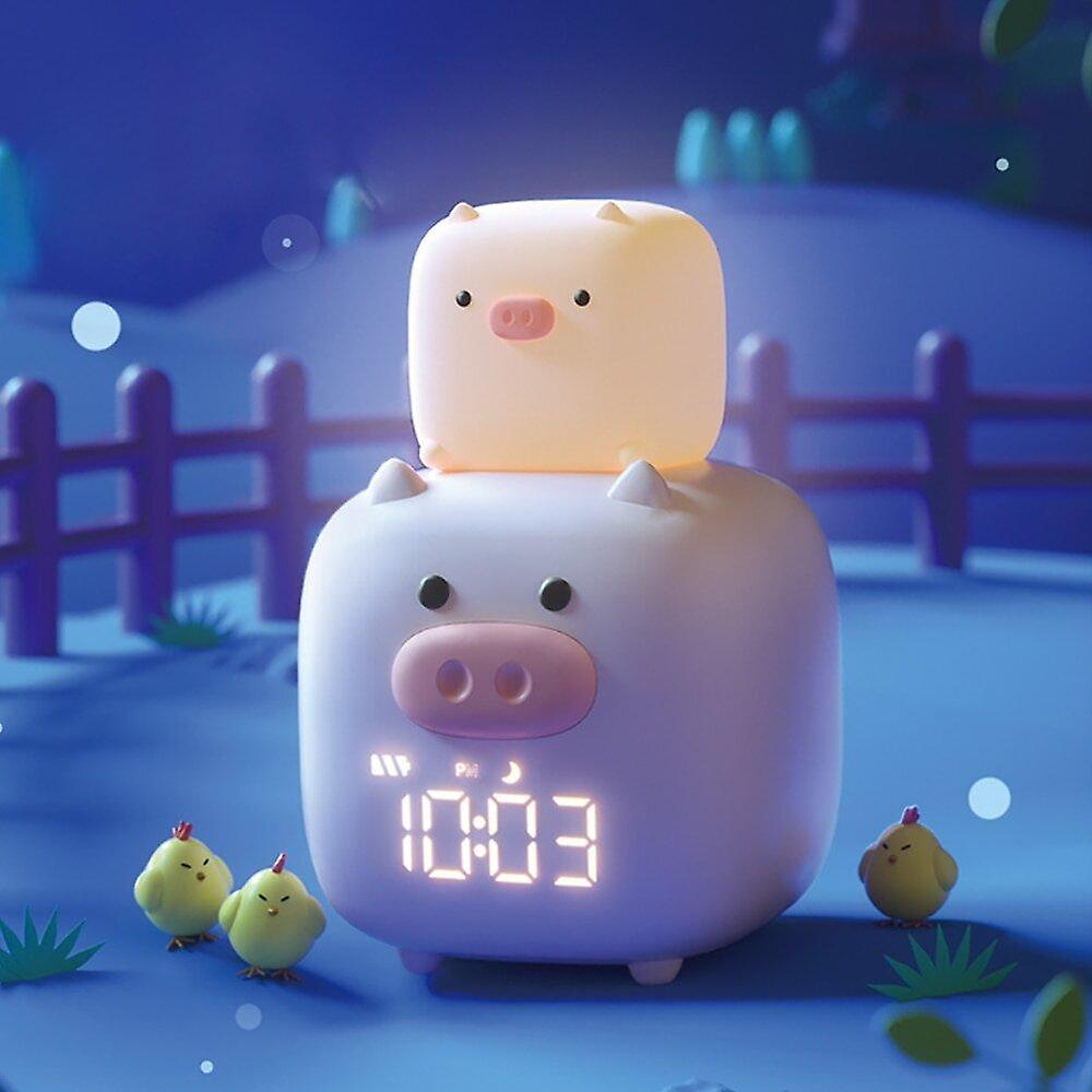 Alarm Clocks Alarm Clock Night Lamp Voice Control LED Digital Clock Electronic Desk Table Clock Cute Pig For