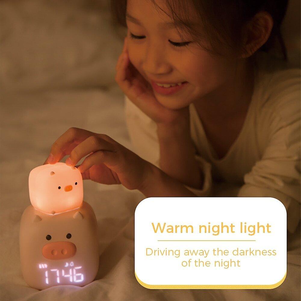 Alarm Clocks Alarm Clock Night Lamp Voice Control LED Digital Clock Electronic Desk Table Clock Cute Pig For