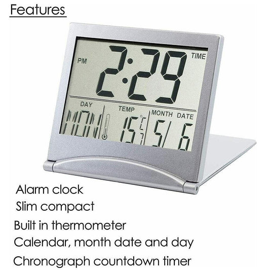 Alarm Clocks Travel Desk Digital LCD Thermometer Calendar Alarm Clock Flexible Cover