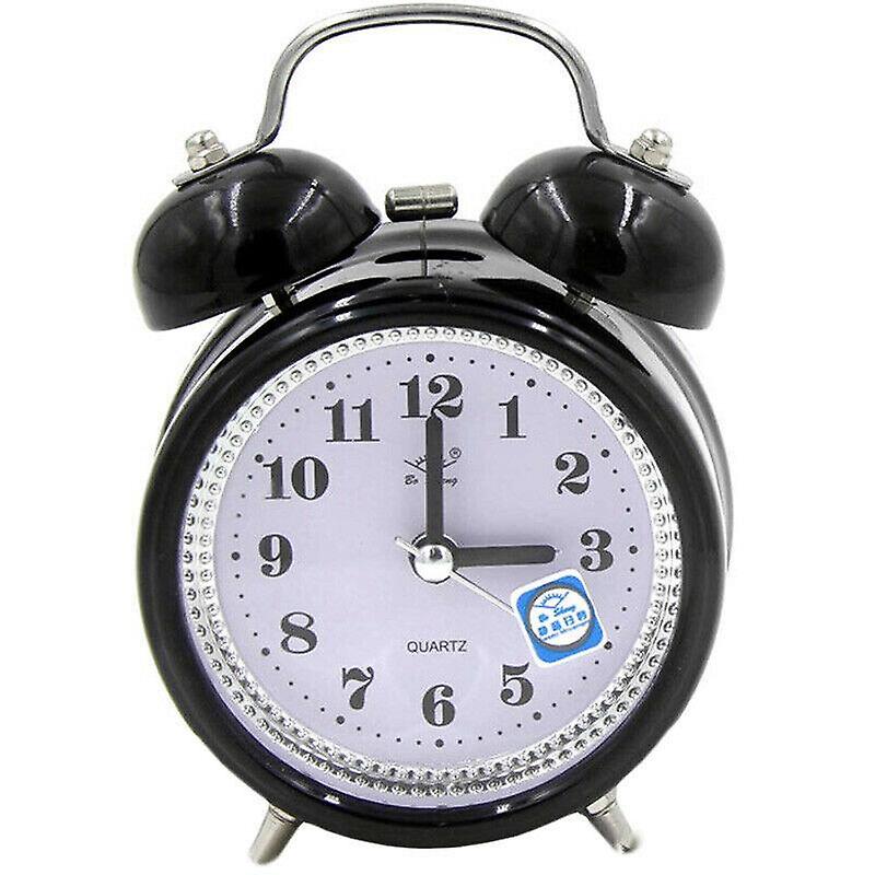 Alarm Clocks Black Super Loud Double Bell Quartz Movement Alarm Clock With Night Light Bedside