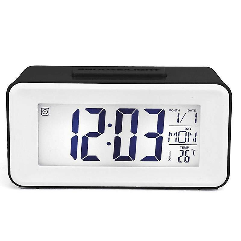 Alarm Clocks Black Digital LCD Snooze Electronic Desktop Alarm Clock w/ LED Backlight Light Control