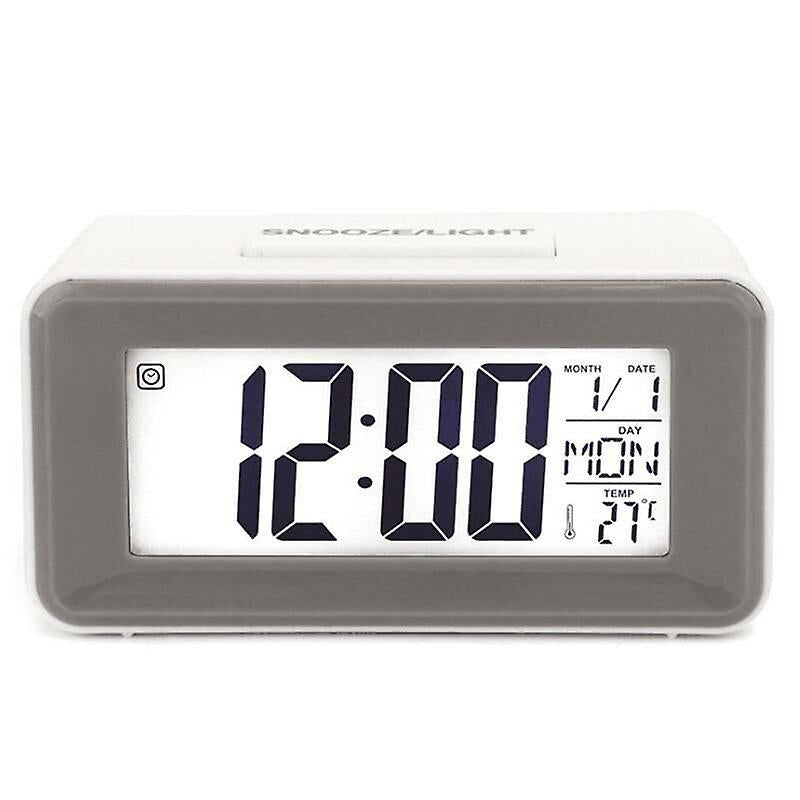 Alarm Clocks White Digital LCD Snooze Electronic Desktop Alarm Clock w/ LED Backlight Light Control