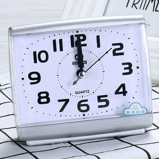 Alarm Clocks White Night Glow Alarm Clock Quartz Large Number Bedside Silent No Tick Wake Up Clocks