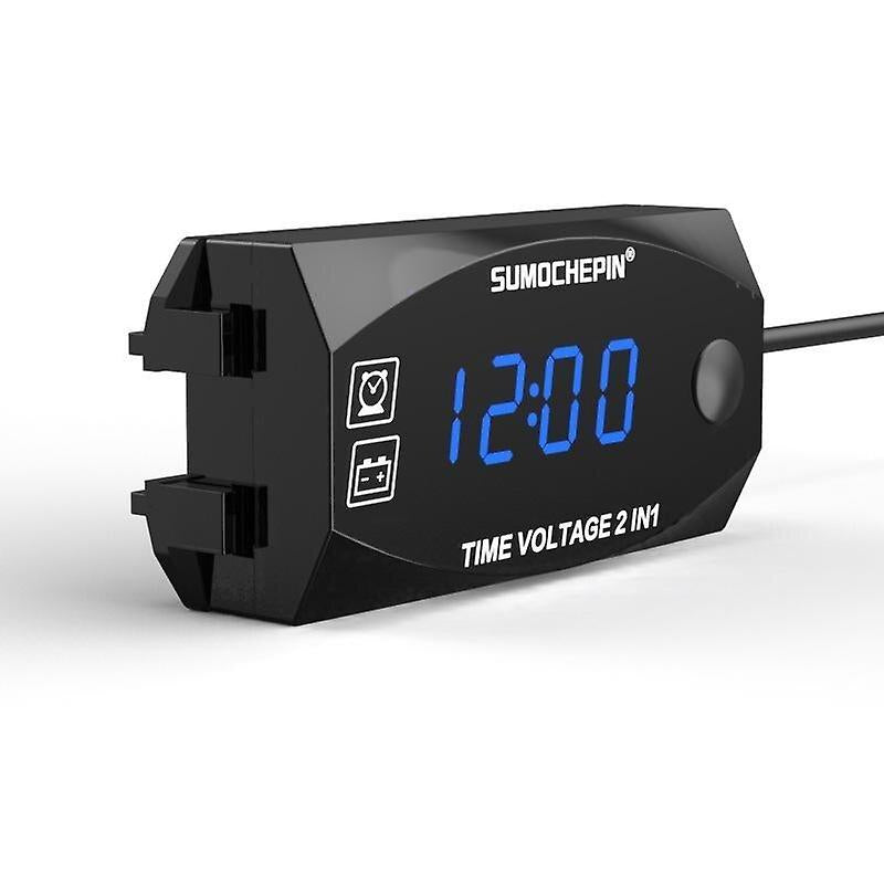 Alarm Clocks 6V-30V LED 2-in-1 12V Voltmeter Time Display Timetable Measuring Battery Meter For Motorcycle