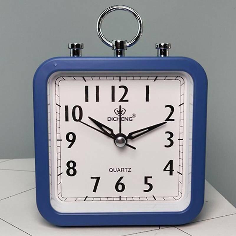 Alarm Clocks Blue Square Small Bed Mini Alarm Clock Children Student Desktop Bedside Home Decor