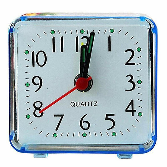 Alarm Clocks Blue Table Home Decor Small Quartz Bedside Desk Bedroom Table Clock Battery Operate Square Alarm