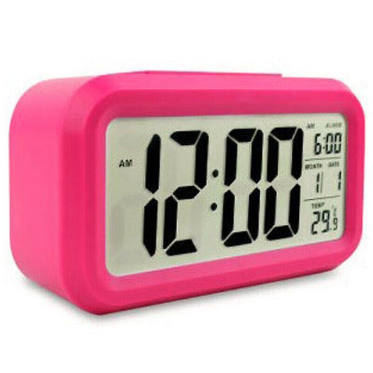 Alarm Clocks Rose Red Digital Desk Alarm Clock Battery Operated Square LCD Display Backlight Calendar