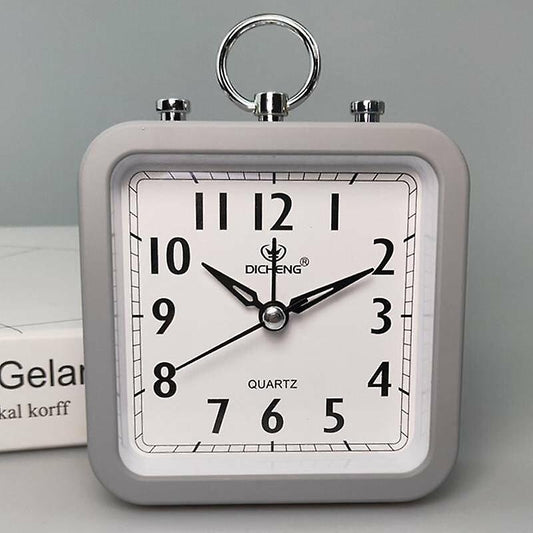 Alarm Clocks Grey Square Small Bed Mini Alarm Clock Children Student Desktop Bedside Home Decor