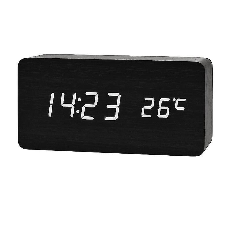 Alarm Clocks Digital LED Alarm Clock in wood design-black/white