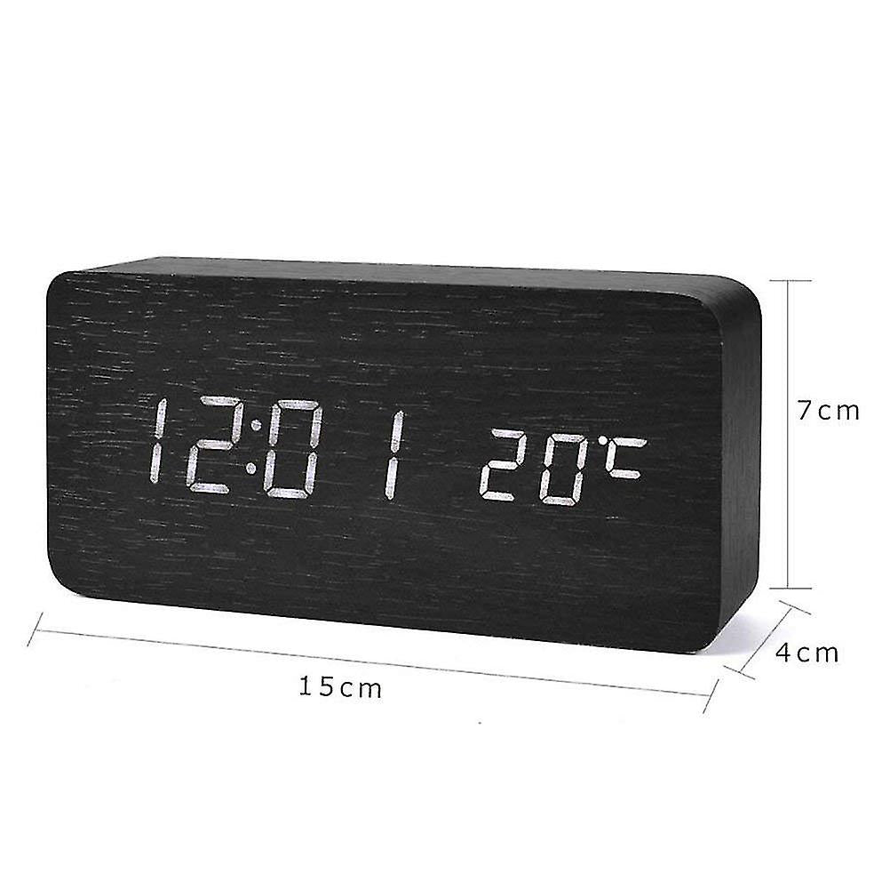 Alarm Clocks Digital LED Alarm Clock in wood design-black/white