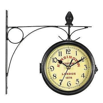 Alarm Clocks Retro Antique Double Side Wall Mount Clock Garden Hallway Outdoor Station for Office