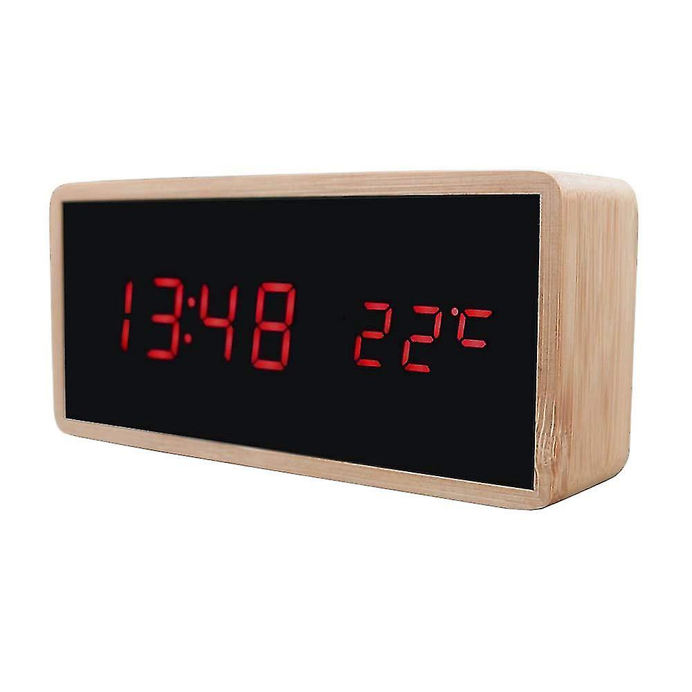 Alarm Clocks Digital alarm clock with wooden design Red