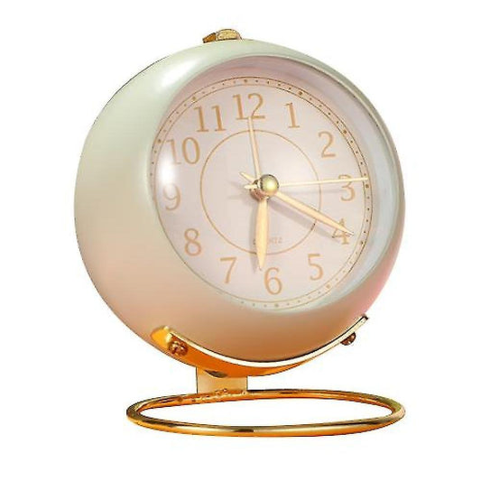 Alarm Clocks Convex Ring Alarm Clock Creative Retro Alarm Clock Student Silent Night Light Green