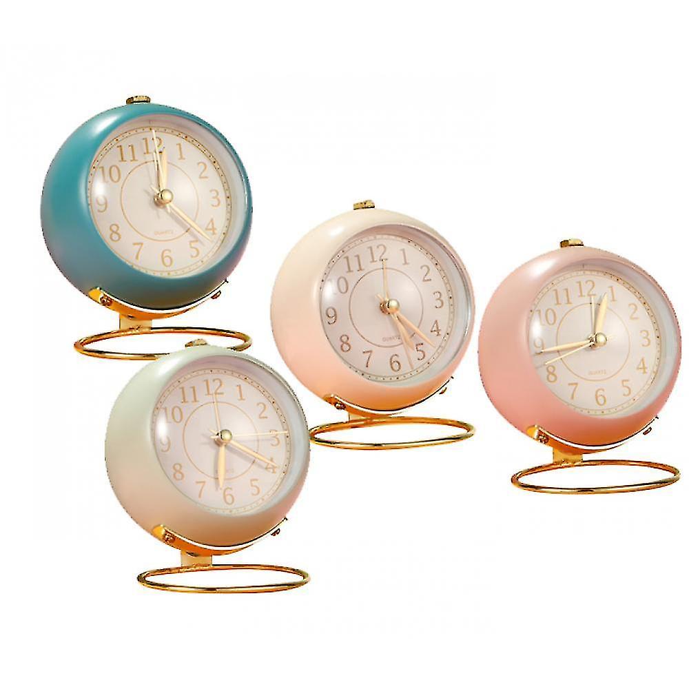 Alarm Clocks Convex Ring Alarm Clock Creative Retro Alarm Clock Student Silent Night Light Green