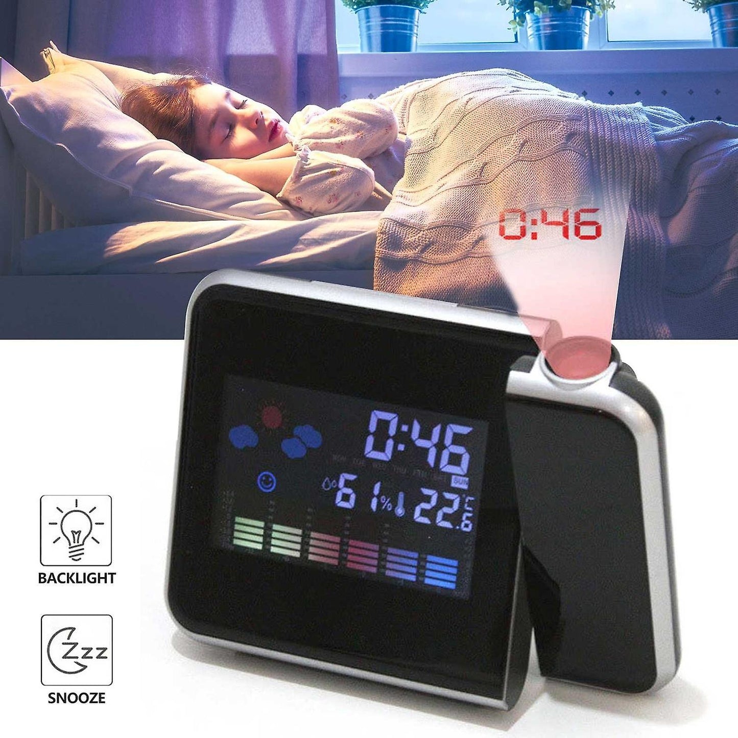 Alarm Clocks Radio Control Projection Alarm Clock HD Display