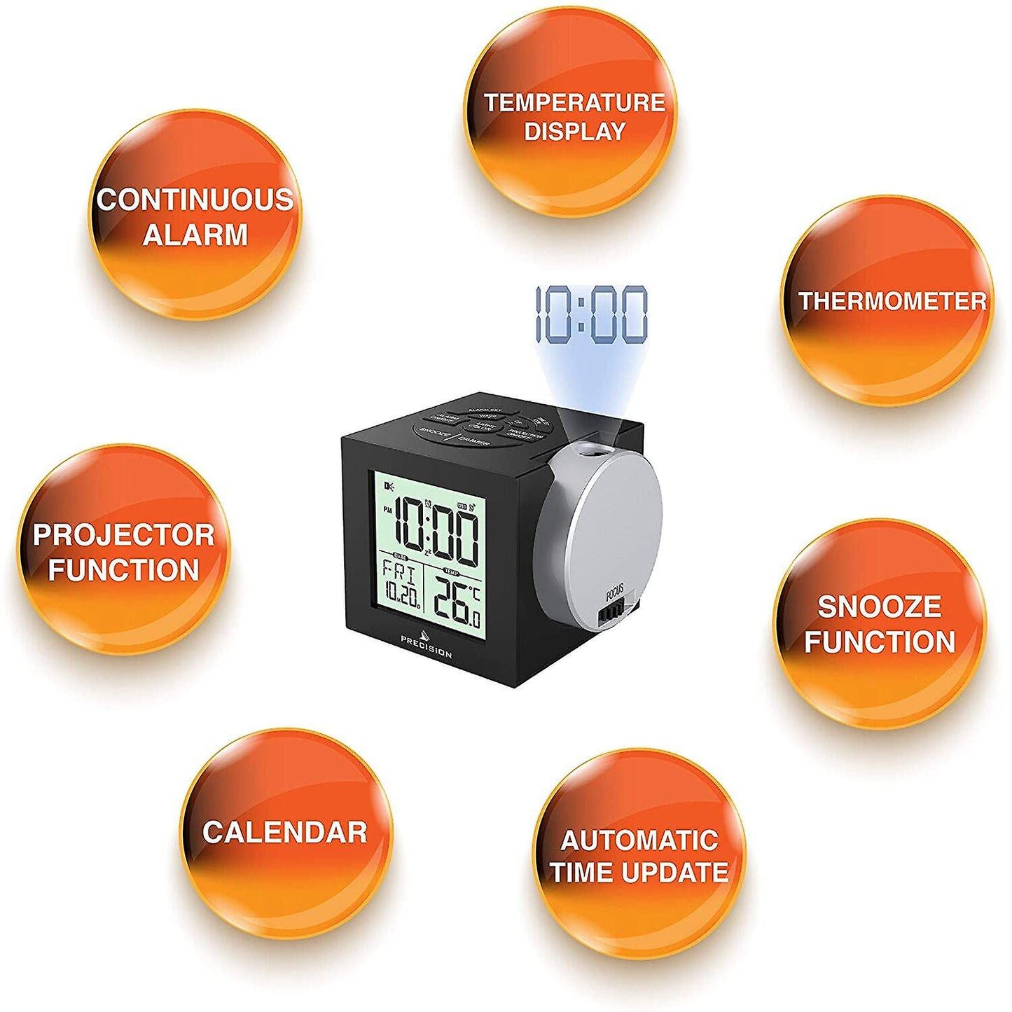 Alarm Clocks Precision Radio Controlled Atomic Projection Display Alarm Clock Projector AP057