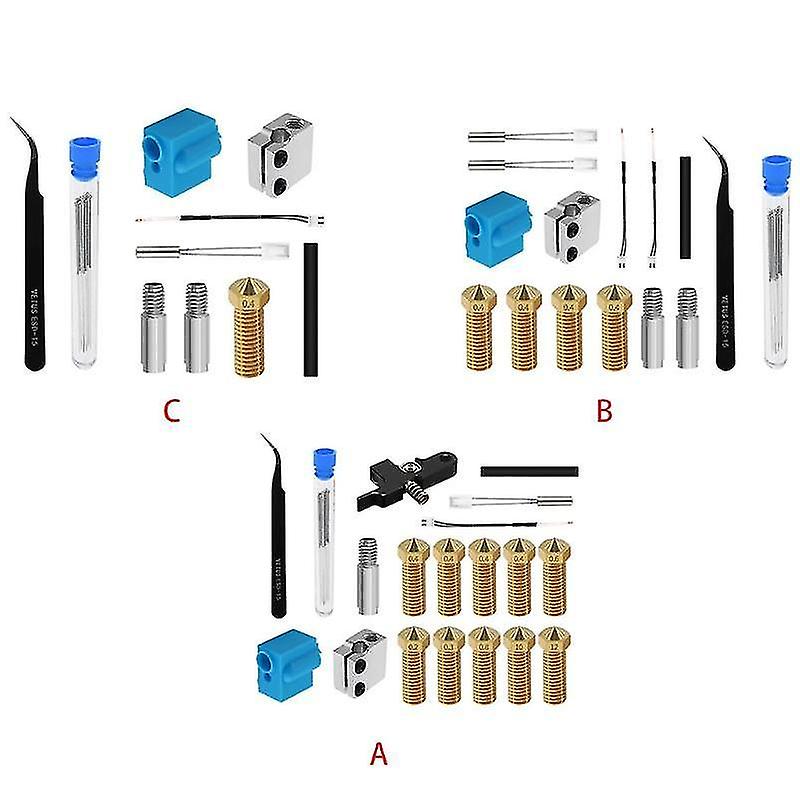 3D Printer Accessories Extruder kit 3d printer accessories thermistor nozzle silicone sleeve heating throat tube pipe for