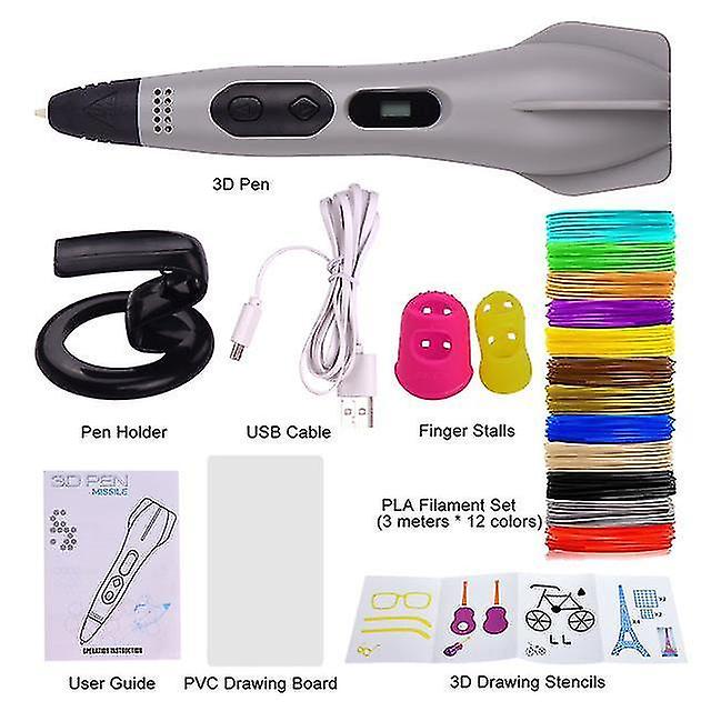 3D Printers Professional 3d pen with 12 colors 118 feet 1.75mm pla filament refills lcd screen non-clogging 3d