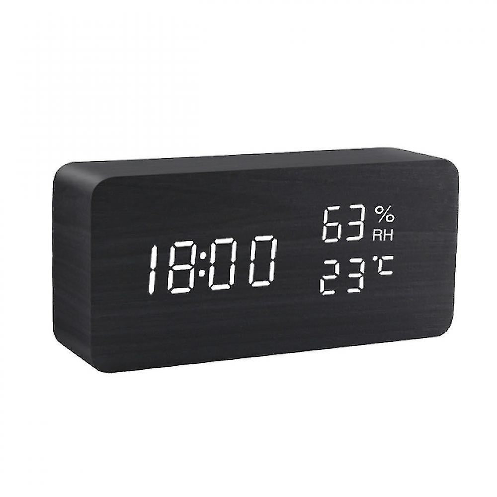 Alarm Clocks Led Wooden Alarm Clock Watch Table Voice Control Digital Wood Despertador Black Wood