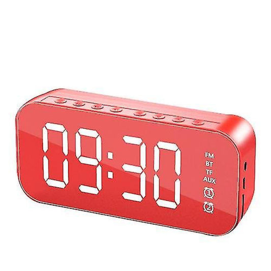 Alarm Clocks Wireless Bluetooth Speaker Mirror Surface Dual Alarm Clock Usb Tf Mp3 Player Red