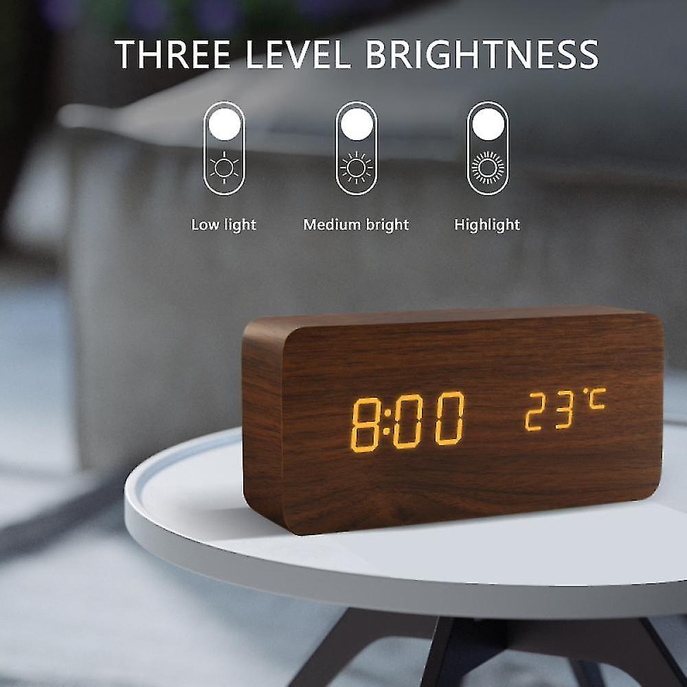 Alarm Clocks Led Alarm Clock Wooden Watch Table Voice Control Digital Wood Despertador Usb/aaa Powered Electronic