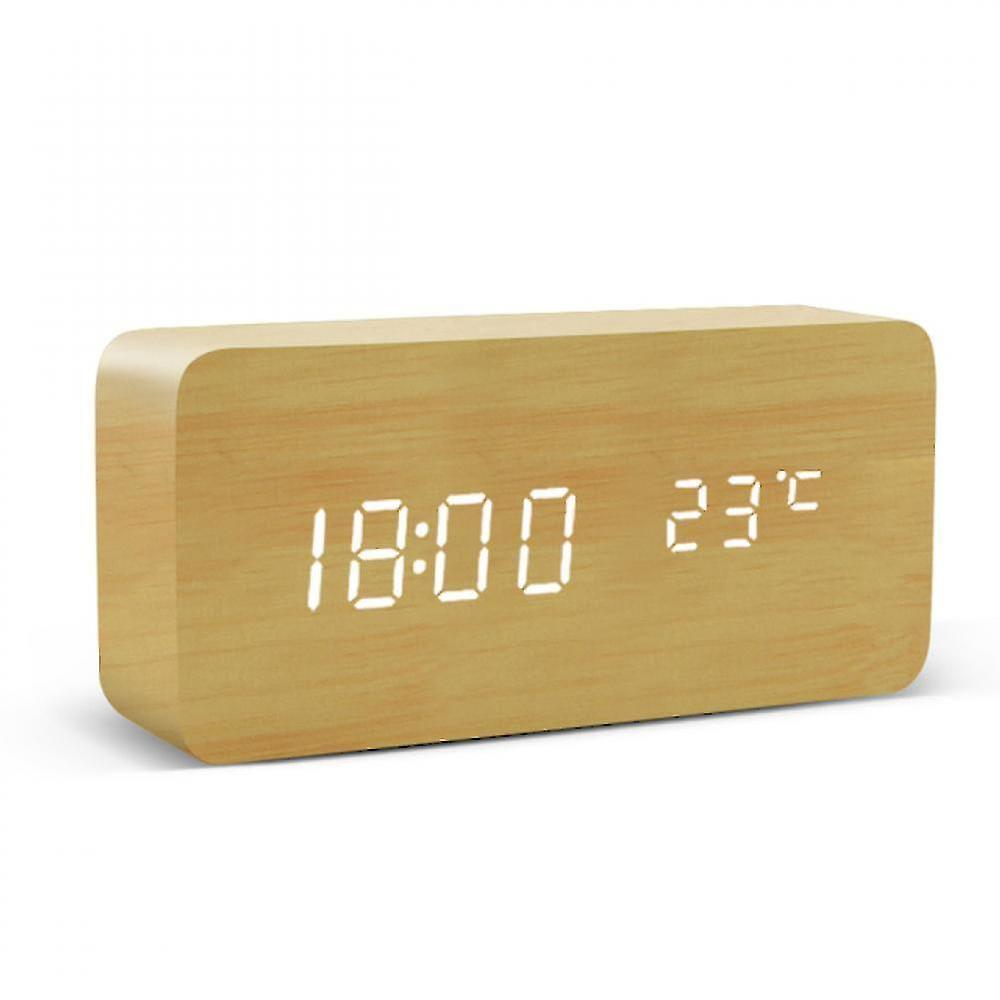 Alarm Clocks Led Alarm Clock Wooden Watch Table Voice Control Digital Wood Despertador Usb/aaa Powered Electronic