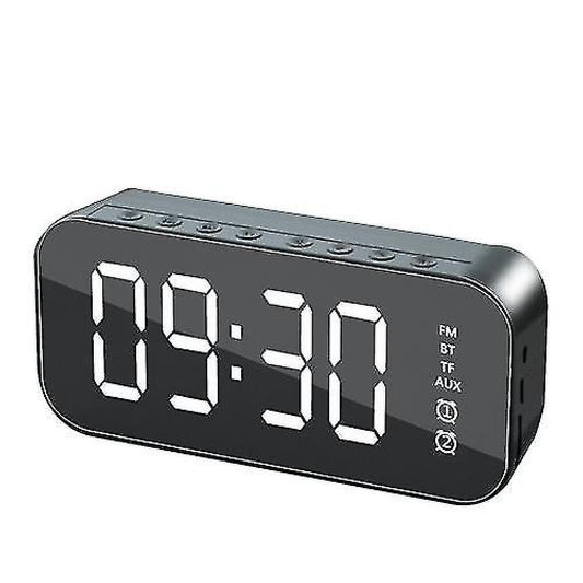 Alarm Clocks Wireless Bluetooth Speaker Mirror Surface Dual Alarm Clock Usb Tf Mp3 Player Black