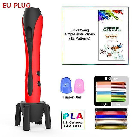 3D Printers 3D pen with 12 colors pla filament printing pen support abs and pla kids diy drawing pen with lcd