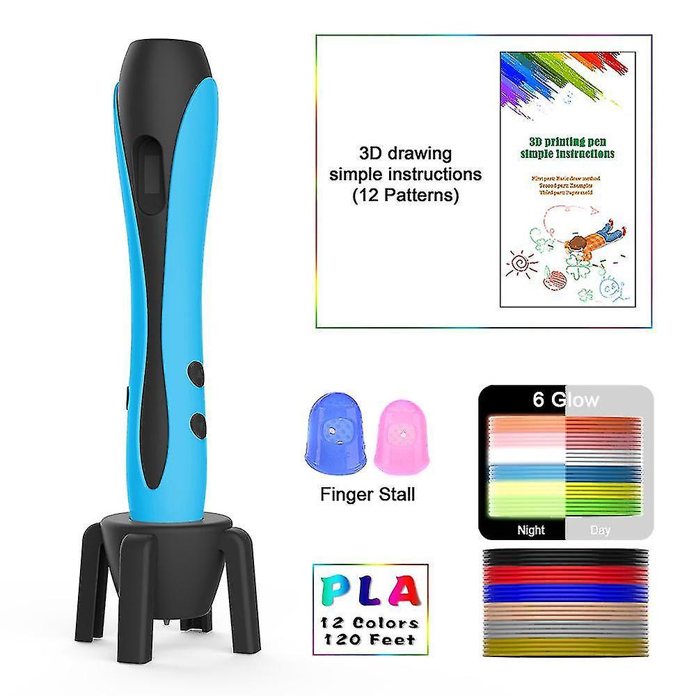 3D Printers 3D pen with 12 colors pla filament printing pen support abs and pla kids diy drawing pen with lcd