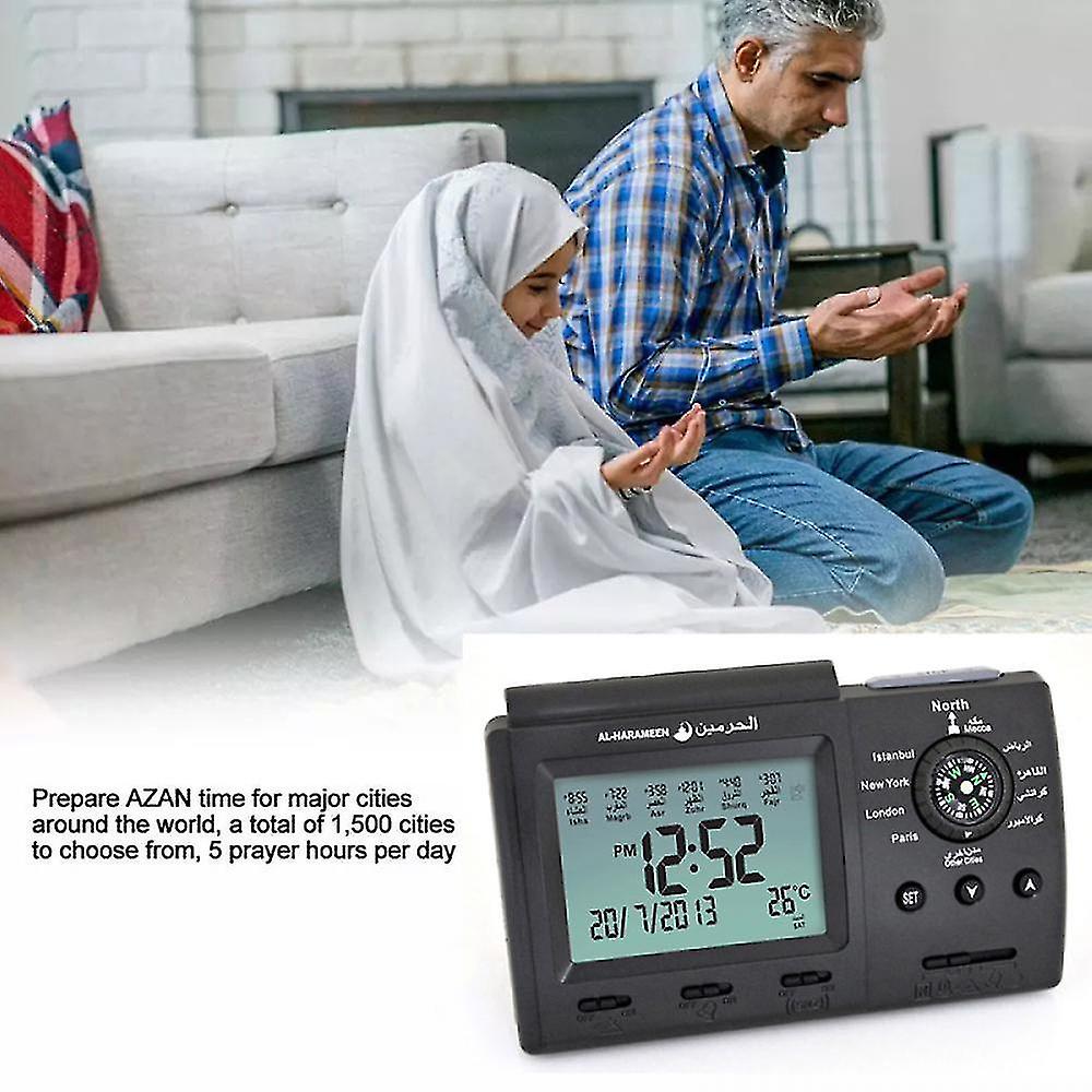 Alarm Clocks Azan Table Clock 1500 City Athan Adhan Qibla Salah Prayer support Compass Muslim Praying Islamic