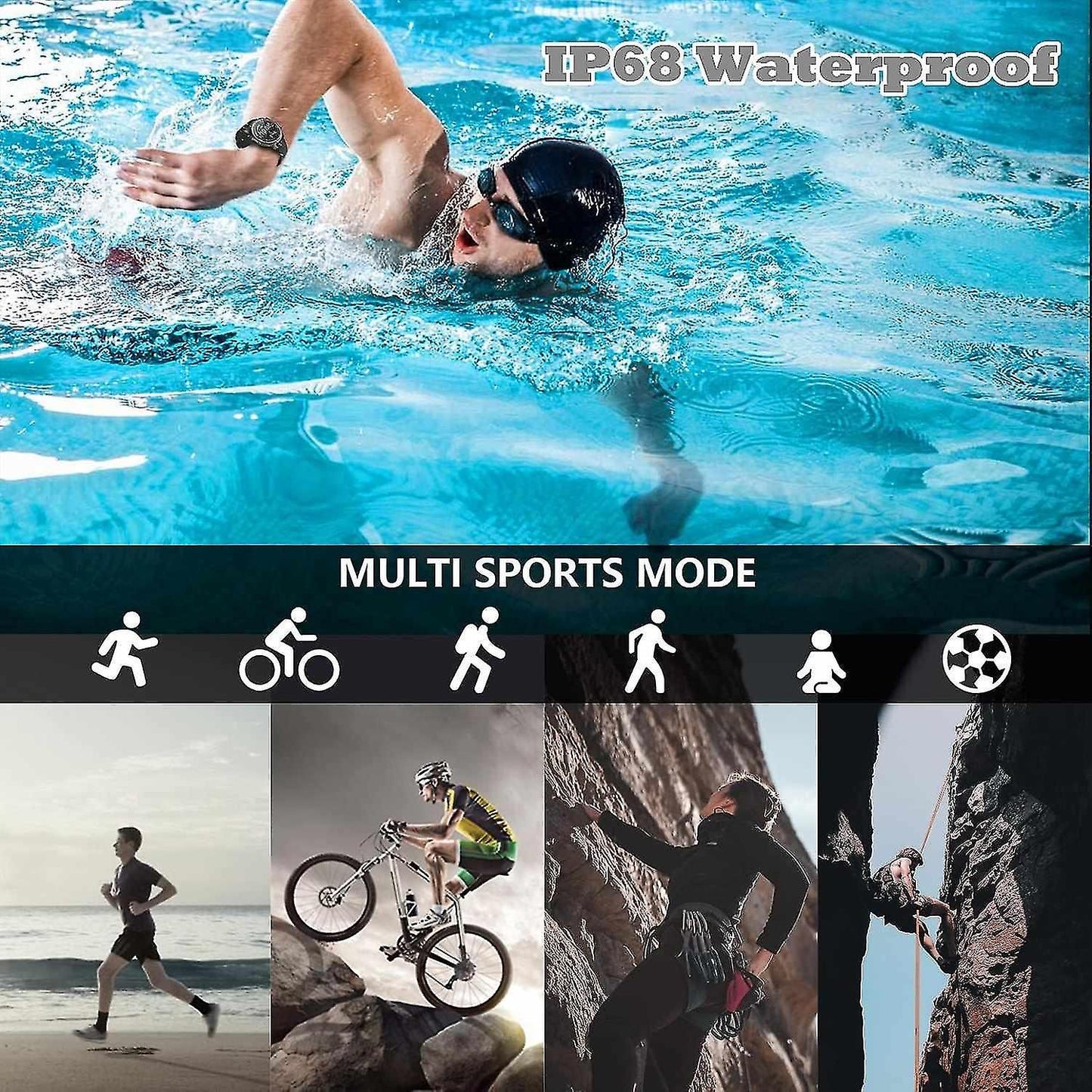 Activity Monitors Smart Watch 1.28 inch IP68 Waterproof Touchscreen with Bluetooth Call Fitness Tracker