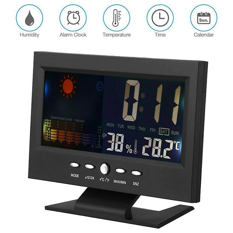 Alarm Clocks LED Digital Alarm Clock Snooze Calendar Thermometer Weather Humidity Display