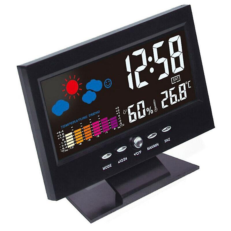 Alarm Clocks LED Digital Alarm Clock Snooze Calendar Thermometer Weather Humidity Display