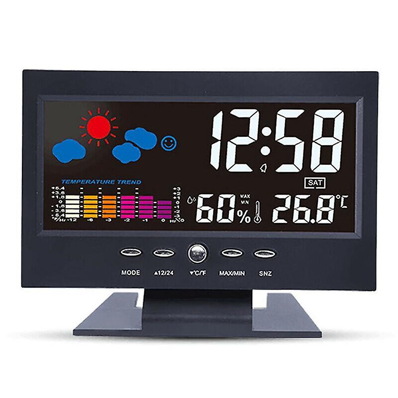 Alarm Clocks LED Digital Alarm Clock Snooze Calendar Thermometer Weather Humidity Display