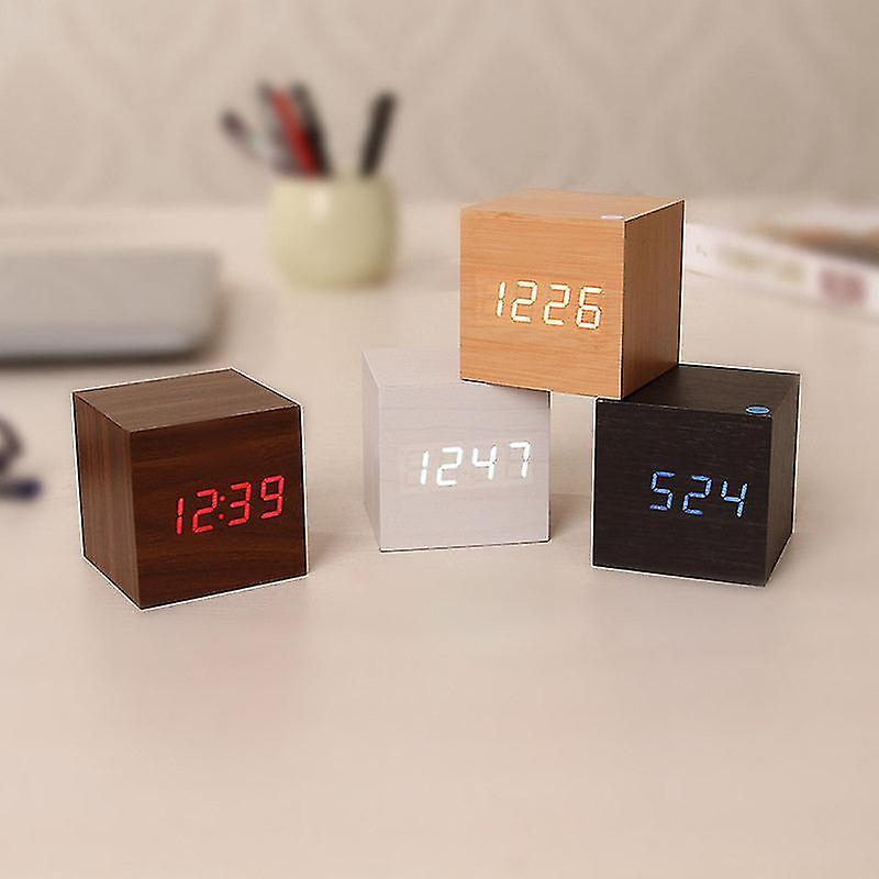 Alarm Clocks Digital Alarm Clock Square Brown with Yellow Numbers