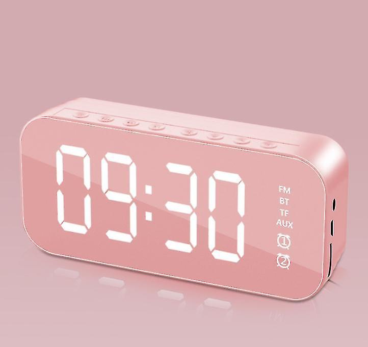 Alarm Clocks Multifunctional LED Digital Alarm Clock Bluetooth Speaker Bedside Desktop Luminous Pink