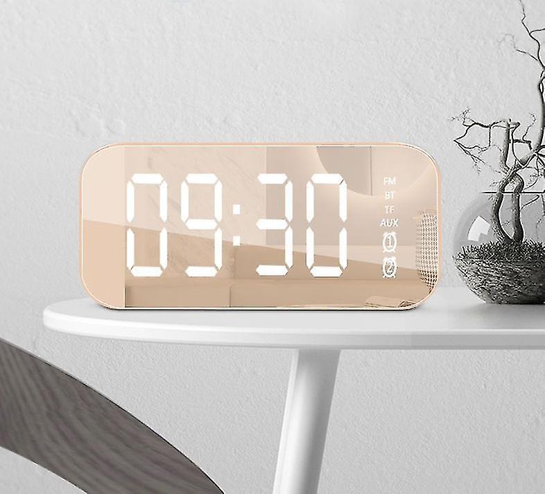 Alarm Clocks Multifunctional LED Digital Alarm Clock Bluetooth Speaker Bedside Desktop Luminous Pink